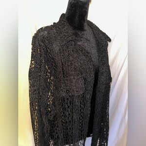 Black Knit Top with Intricate Patterns